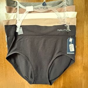 NWT Retail $48 Nautica women's high waist briefs in neutral colors (5Pair)size L